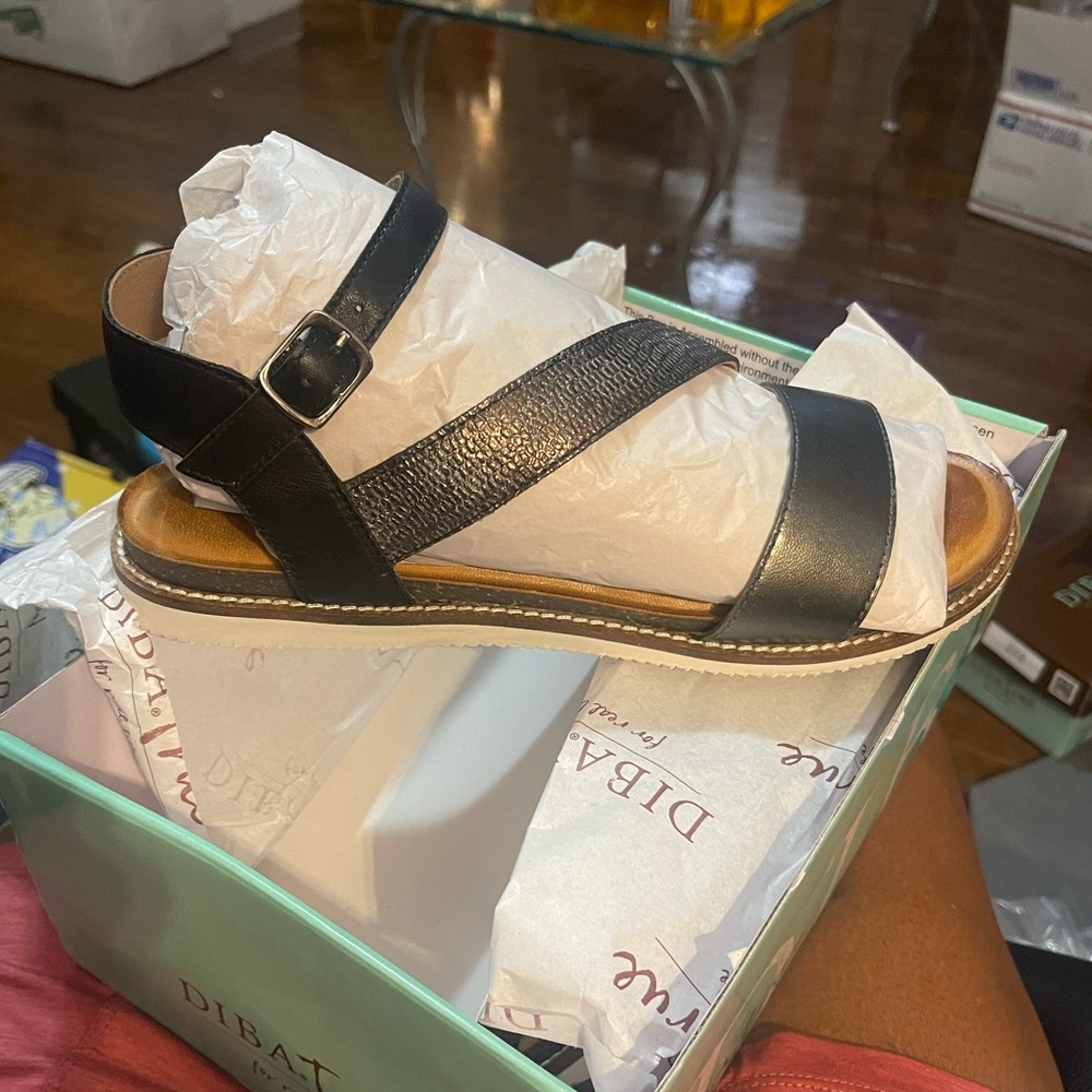 Diba Black Leather Sandals
